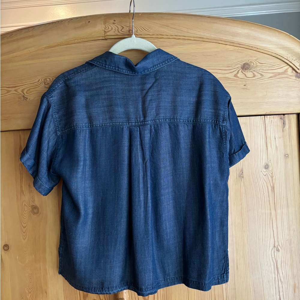 Splendid Blue V-Neck Blouse - Picture 3 of 7